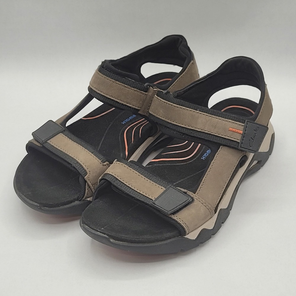 Clarks Wavewalk Sandals Mens Size 7 Brown Leather Adjustable Strap Walking Shoes